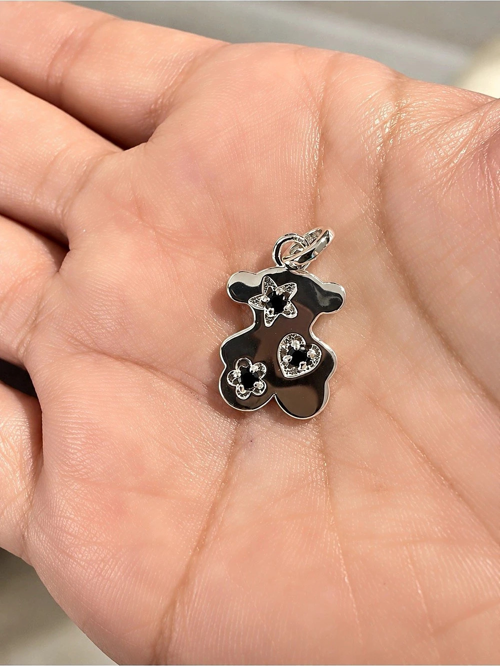 Sweet Dolls Bear Pendant Black & Silver 925 SPINEL BEAR